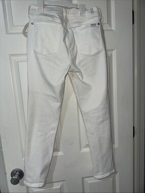 7 For All Mankind Women's White Straight-Leg Button Fly Jeans